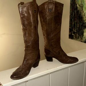 Frye “Jackie” Button Knee High Brown Leather Boots